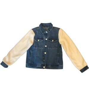 Baccini Blue Denim Jacket with Cream Sherpa Sleeves